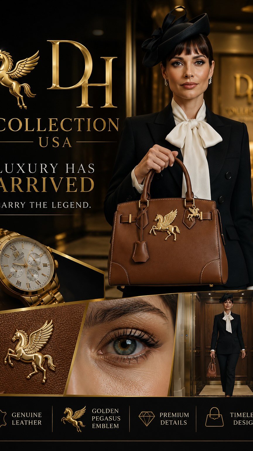 Leather Bag Gold Watch